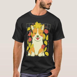 Cute Corgi Dog Frog Flower Pet Graphic T-Shirt