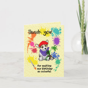 Cute Corgi Dog Fun Art Birthday Party Thank You Card