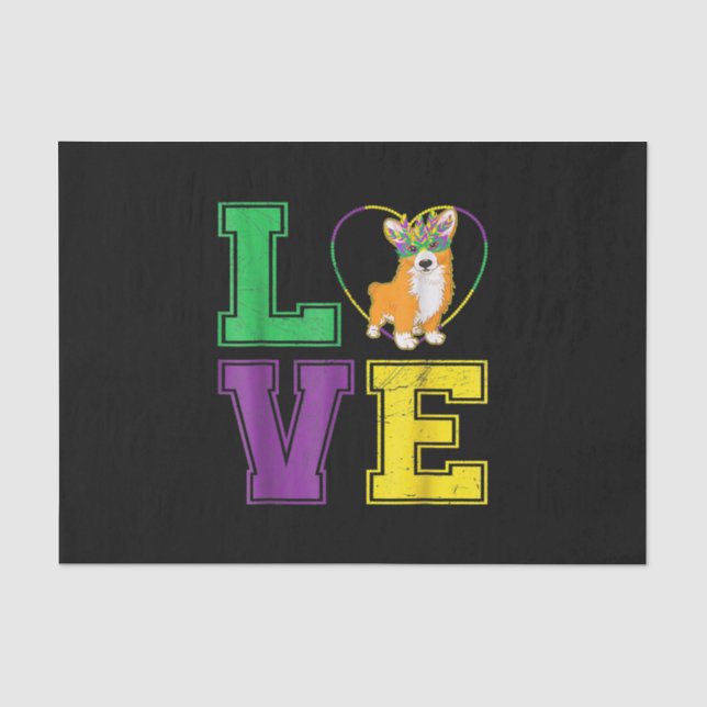 Cute Corgi Dog Mardi Gras Funny Dog Tissue Paper (Front)