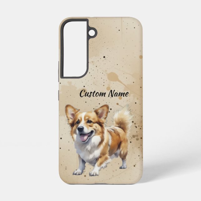 Cute Corgi Dog Pet Custom Name Samsung Galaxy S22 Case (Back)