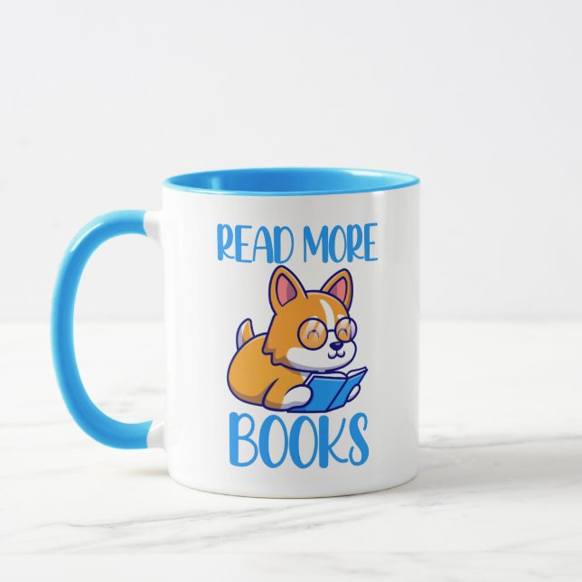 Cute Corgi Dog Reading Mug (Left)