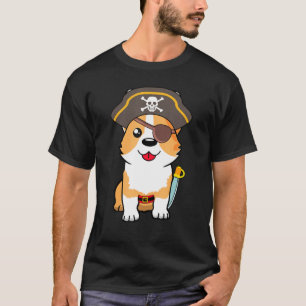 Cute Corgi Dog Skull Pirate Captain Easy Halloween T-Shirt