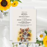 Cute Corgi Dog Sunflowers 40th Birthday Invitation<br><div class="desc">Cute Corgi dog with sunflowers 40th birthday party invitation for women. This card can be designed for anyone of any age. Contact me for assistance with your customization or to request additional matching or coordinating products for your celebration.</div>