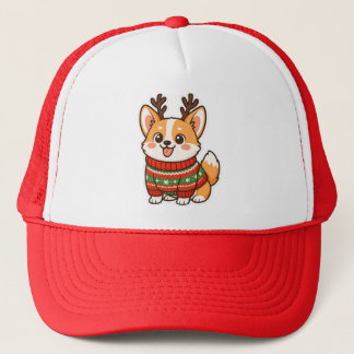 Cute Corgi Dog Ugly Christmas Sweater Holiday Swea Trucker Hat
