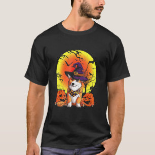 Cute Corgi Dog Witch Halloween Dog With Pumpkin T-Shirt