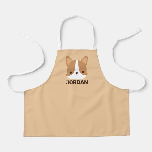 Cute Corgi Dog with Personalized Name Apron (Front)