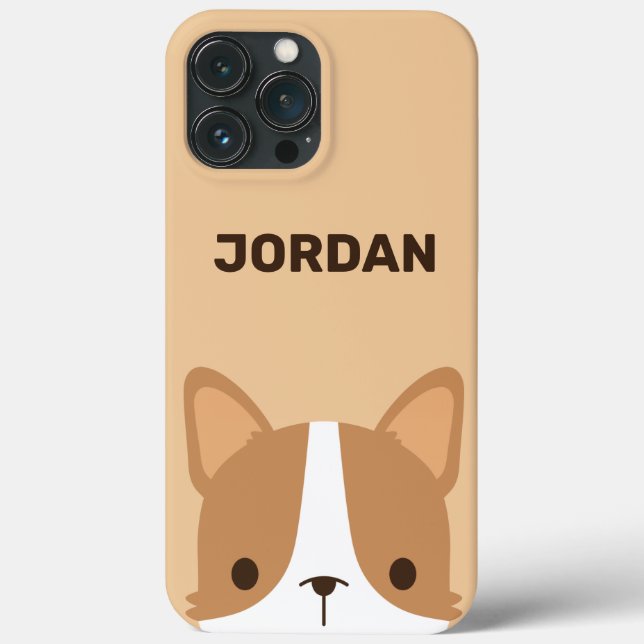 Cute Corgi Dog with Personalized Name Case-Mate iPhone Case (Back)
