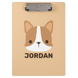 Cute Corgi Dog with Personalized Name Clipboard