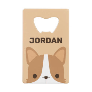 Cute Corgi Dog with Personalized Name Credit Card Bottle Opener