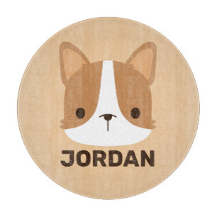 Cute Corgi Dog with Personalized Name Cutting Board