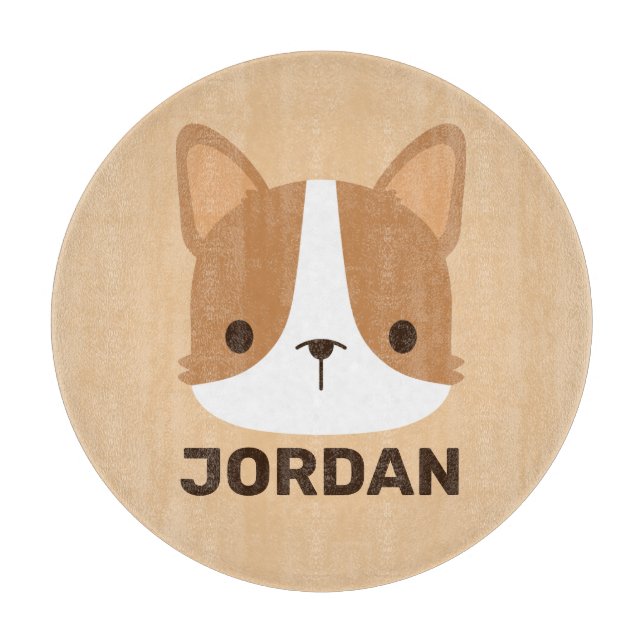 Cute Corgi Dog with Personalized Name  Cutting Board (Front)