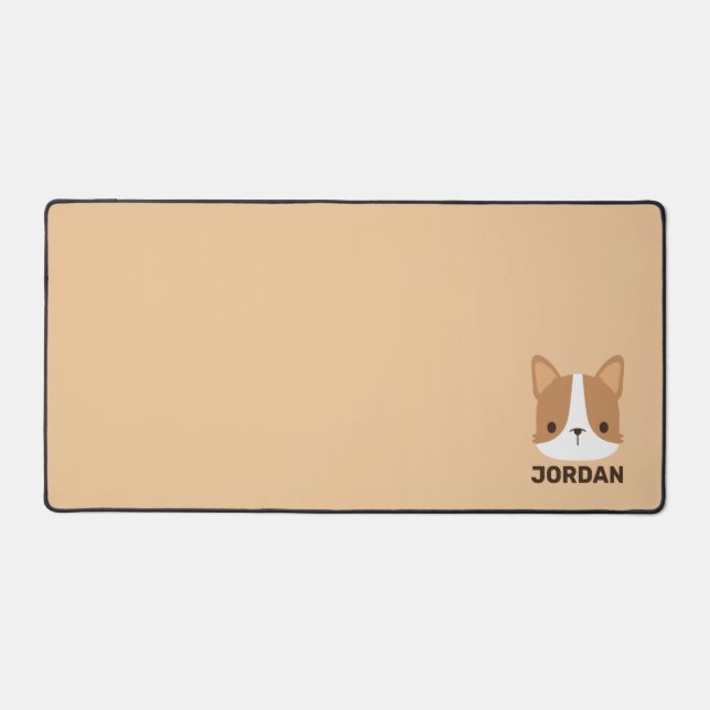 Cute Corgi Dog with Personalized Name Desk Mat (Front)