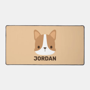 Cute Corgi Dog with Personalized Name Desk Mat