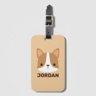 Cute Corgi Dog with Personalized Name  Luggage Tag
