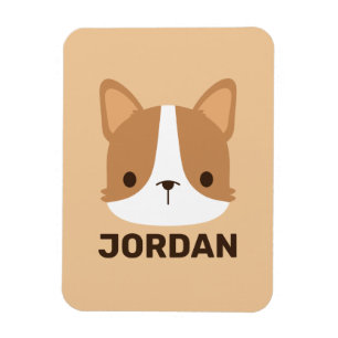 Cute Corgi Dog with Personalized Name Magnet