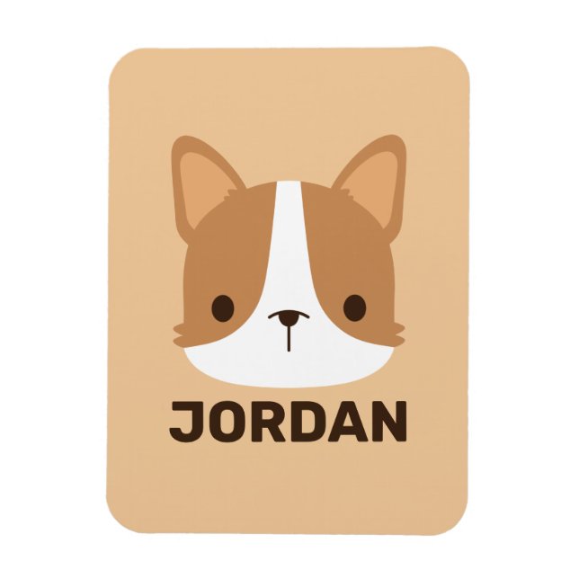 Cute Corgi Dog with Personalized Name Magnet (Vertical)
