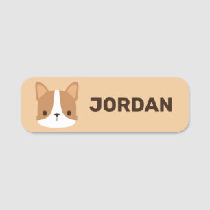 Cute Corgi Dog with Personalized Name Name Tag