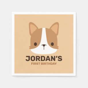 Cute Corgi Dog with Personalized Name Napkin
