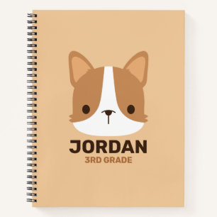 Cute Corgi Dog with Personalized Name Notebook