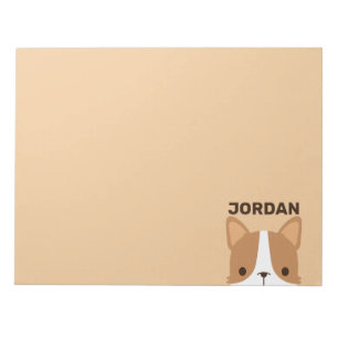 Cute Corgi Dog with Personalized Name Notepad