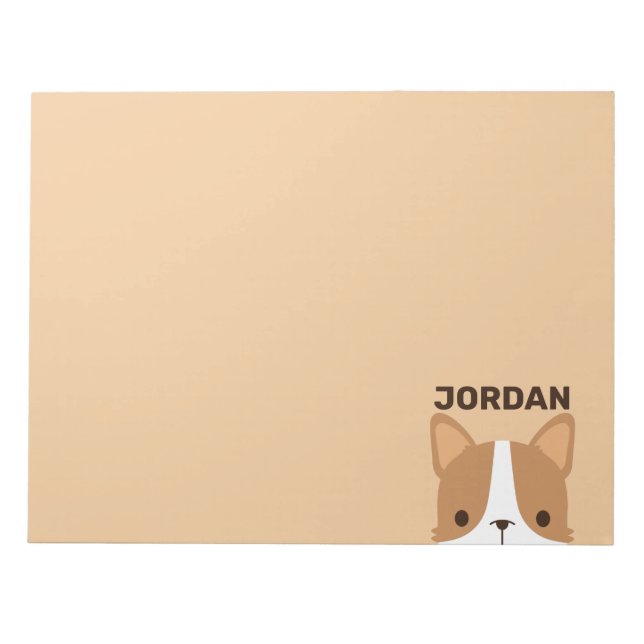 Cute Corgi Dog with Personalized Name Notepad (Front)