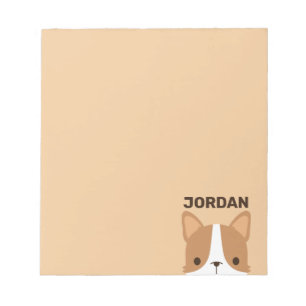 Cute Corgi Dog with Personalized Name Notepad