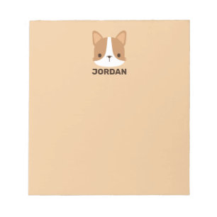 Cute Corgi Dog with Personalized Name Notepad