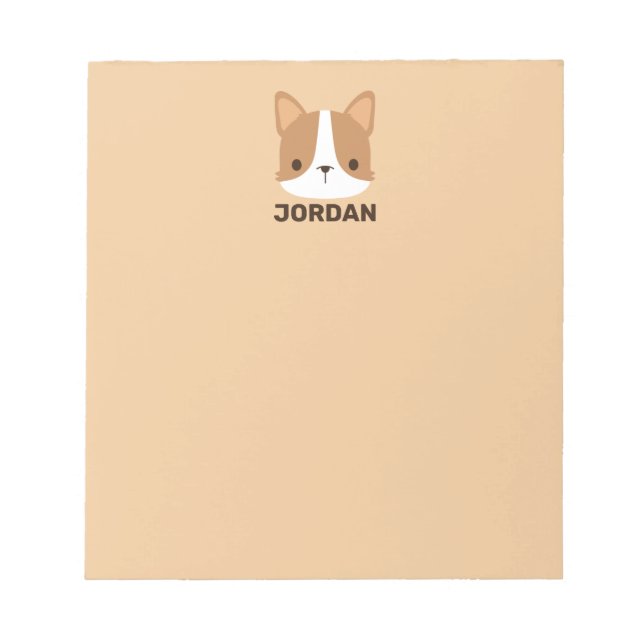 Cute Corgi Dog with Personalized Name Notepad (Front)
