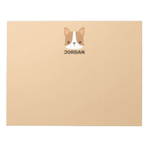 Cute Corgi Dog with Personalized Name Notepad