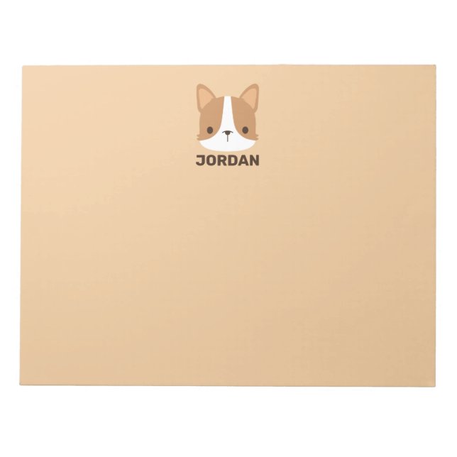 Cute Corgi Dog with Personalized Name Notepad (Front)