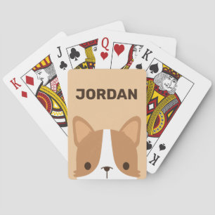 Cute Corgi Dog with Personalized Name Playing Cards