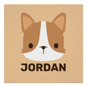 Cute Corgi Dog with Personalized Name Poster