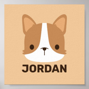 Cute Corgi Dog with Personalized Name Poster