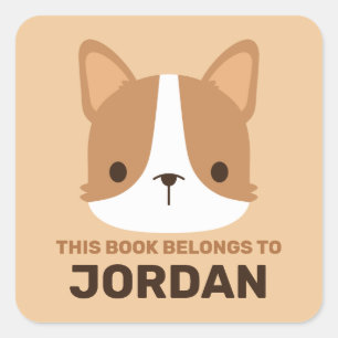 Cute Corgi Dog with Personalized Name Square Sticker