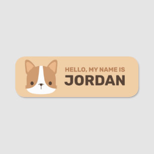 Cute Corgi Dog with Personalized Name Tag