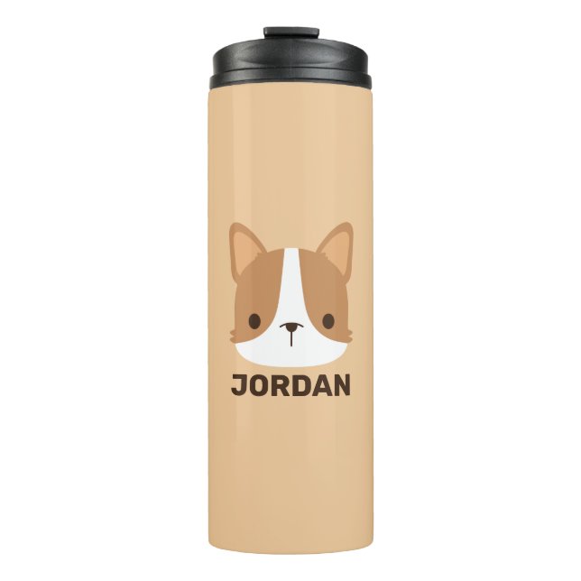 Cute Corgi Dog with Personalized Name Thermal Tumbler (Front)