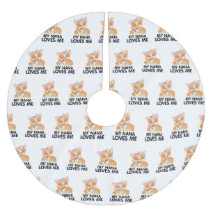 Cute Corgi Dogs - My Nana Loves Me Brushed Polyester Tree Skirt
