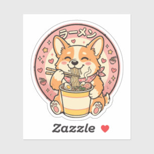 Cute Corgi Eating Ramen Kawaii Japanese Noodle 