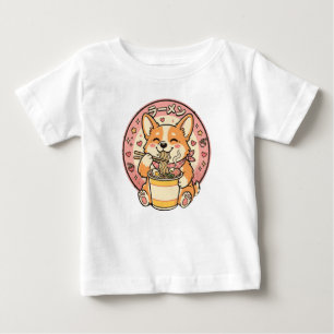Cute Corgi Eating Ramen Kawaii Japanese Noodle Baby T-Shirt