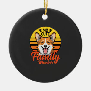 Cute Corgi Family Member Dog Lover Ceramic Ornament