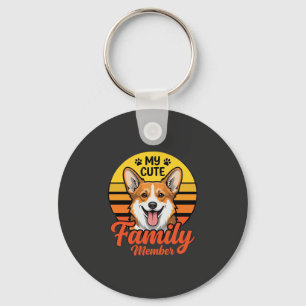 Cute Corgi Family Member Dog Lover Keychain
