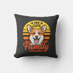 Cute Corgi Family Member Dog Lover Throw Pillow