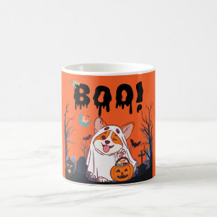Cute Corgi Ghost Boo Halloween Mug