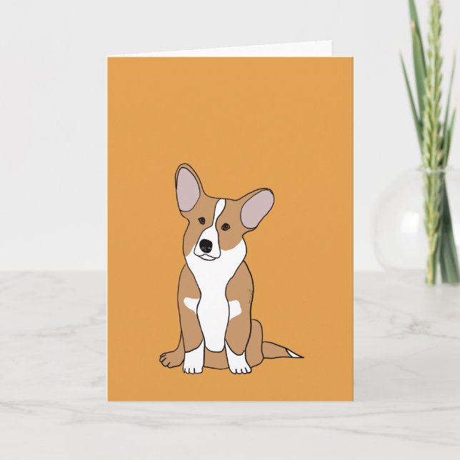 Cute Corgi Greeting Card - Customizable (Front)