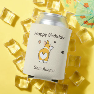 Cute corgi happy birthday can cooler