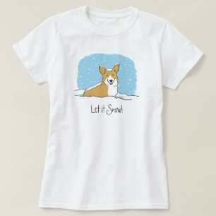Cute Corgi Let it Snow Holiday Dog Lover's T-Shirt
