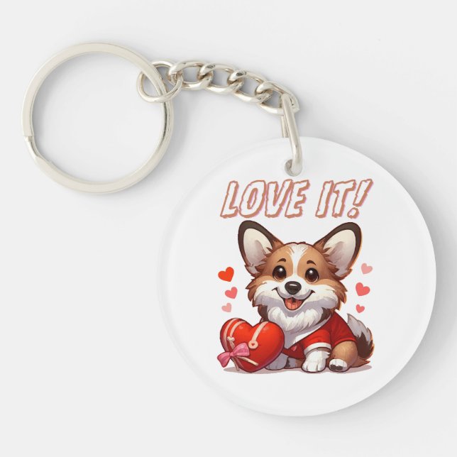 Cute Corgi Love Keychain (Front)