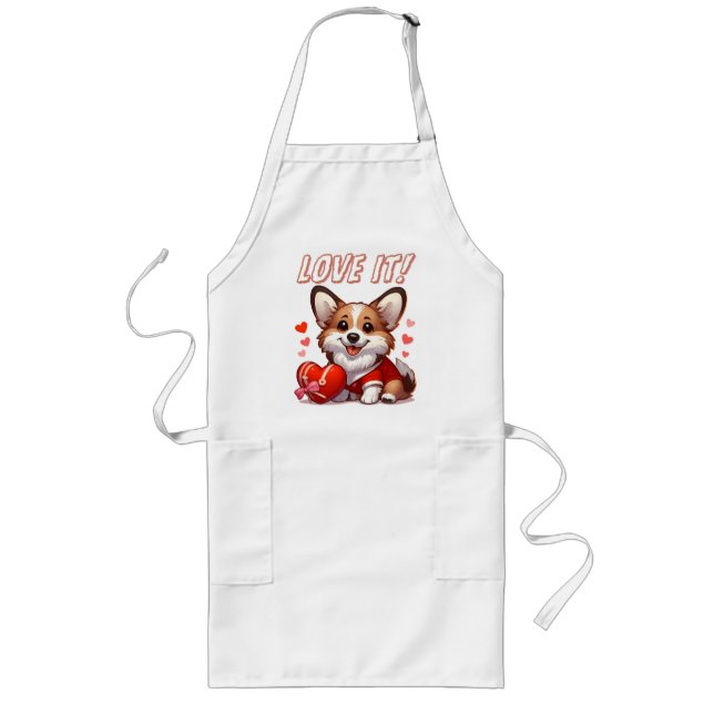 Cute Corgi Love Long Apron (Front)