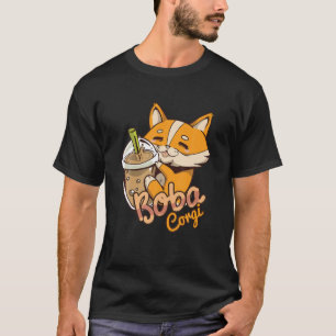Cute Corgi Loves Bubble Tea Funny Boba's Welsh Dog T-Shirt