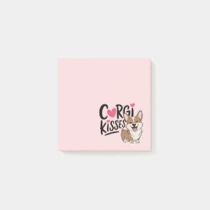 Cute Corgi Mom Pink Hearts Puppy Kisses Dog Lover Post-it Notes